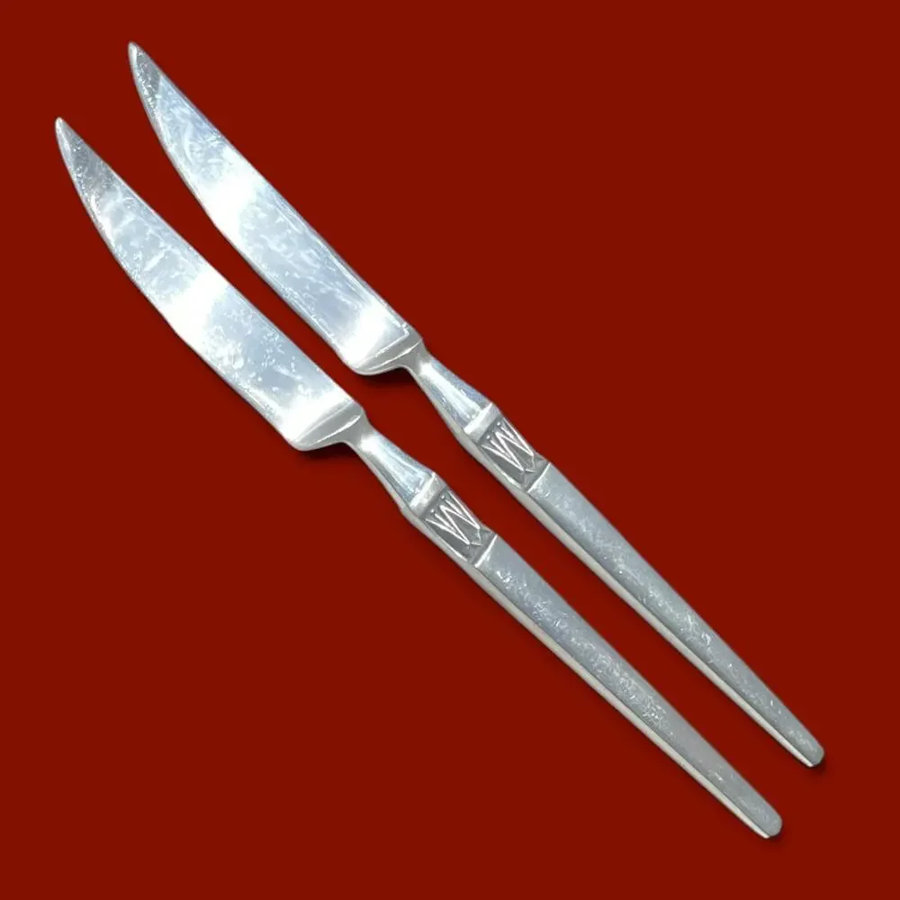 Vtg. Arthur Salm Imperial Dinner Knives Set of 2 Flatware Stainless Japan MCM